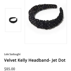 NWT LELE SADOUGHI JET DOT VELVET KELLY HEADBAND BLACK